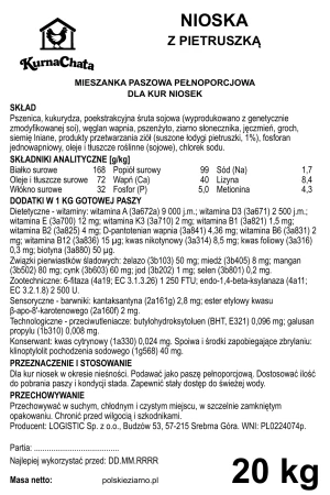 Kurna Chata Nioska z pietruszką 20 kg – etykieta produktu